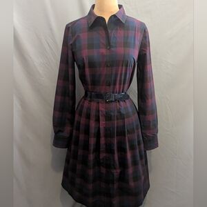 BROOKS BROTHERS Plaid CLASSIC Tailored Preppy Shirt Dress Size 10